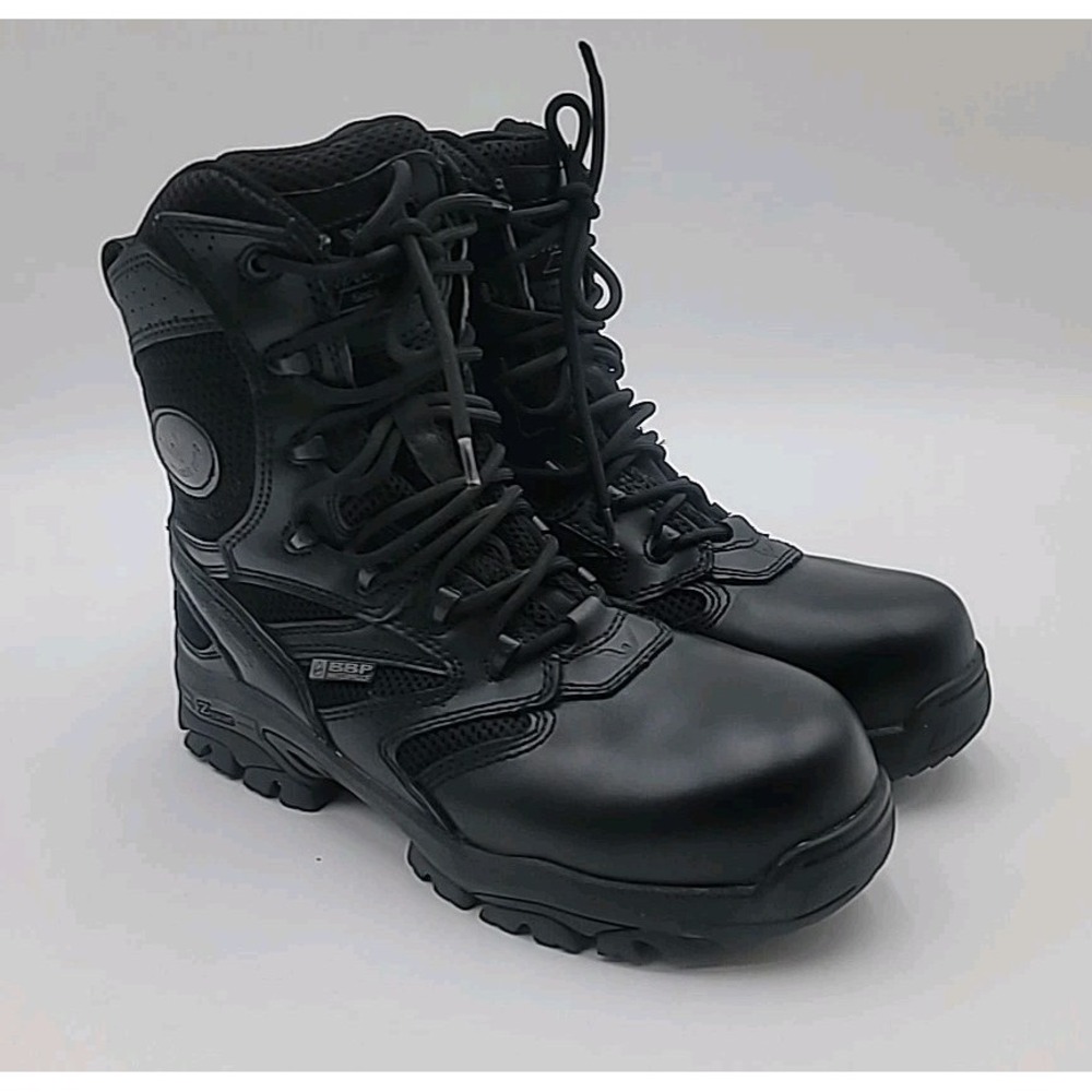 Thorogood Women's 8M Tactical Leather Boots 804-6191+ Black Waterproof Zip Steel